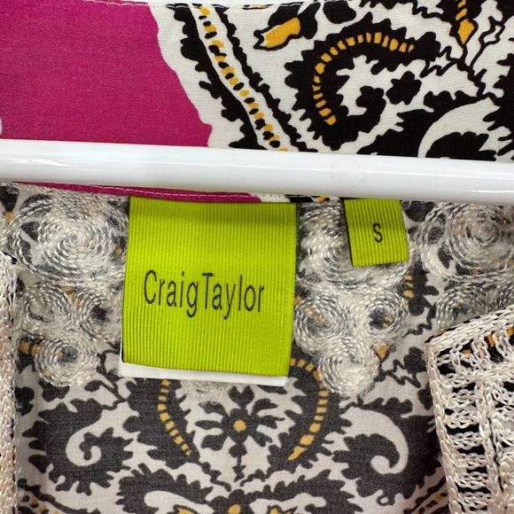 Craig Taylor size small Miss St. Barths Lily fit paisley print pink black yellow - Picture 5 of 7